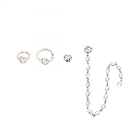 Gucci Interlocking G Nail Piercings Stainless Steel with Rhinestones Silver...